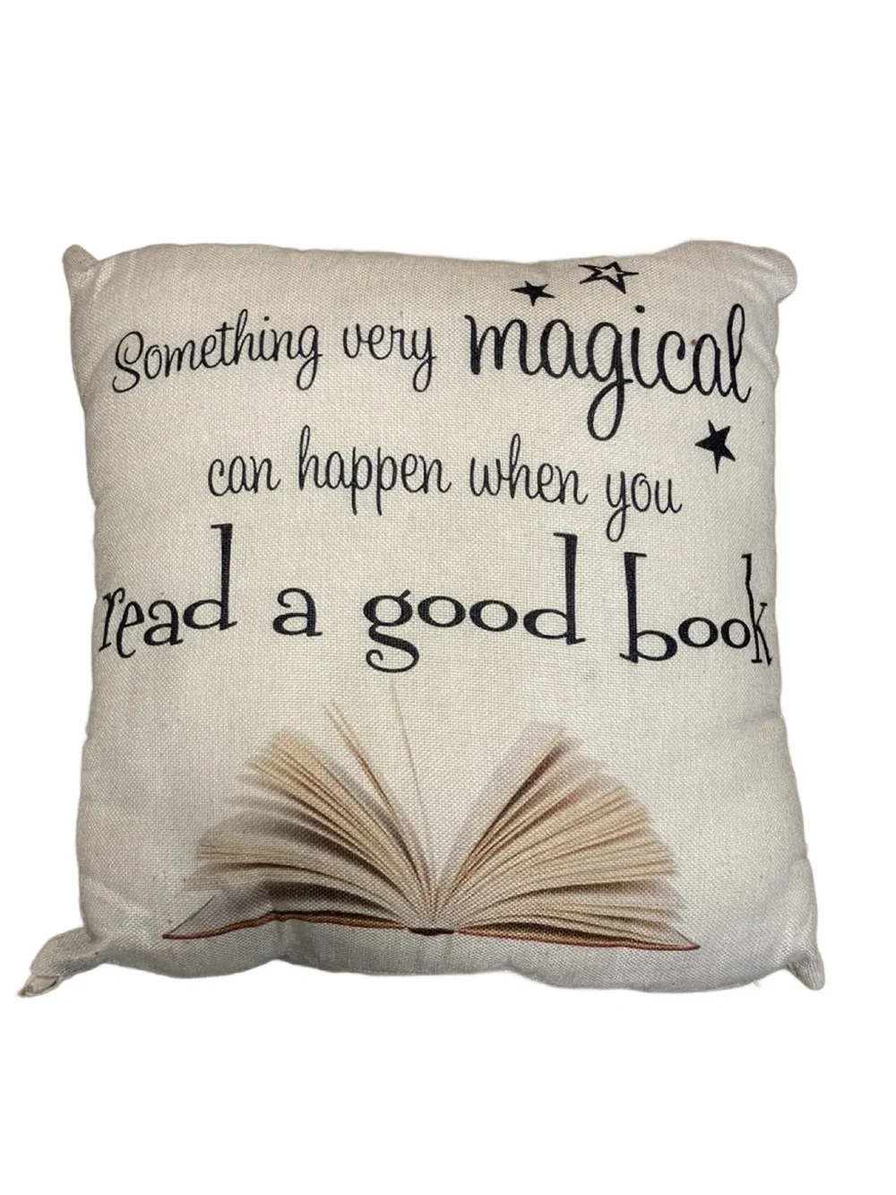 Neutral Decorative Pillow with Book Quote - Book Lovers Pillow - 17”x17”